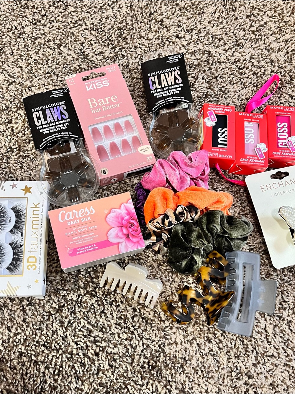 Hair Accessories Bundle with Pink, Orange, Olive & Leopard Scrunchies
